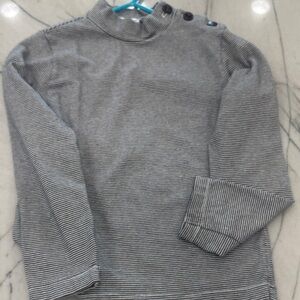 Jacadi Men's Black and White Striped Turtleneck Sweater